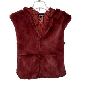 Patagonia Women's Lunar Frost Faux Fur Hooded Vest Zip Front Century Pink Small